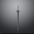 Classic Metal Sword With Decorative Hilt And Sharp Blade Standing Upright