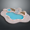 Outdoor Garden Pool Design With Two Connected Pools Stone Tile Surround And Waterfall Feature