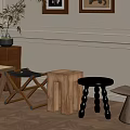 Various Stylish Stools With Wooden And Black Designs On Decorative Wall Wooden Floor