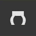 White Curved Staircase Model With Golden Decorative Pillars And Railings On Gray Background