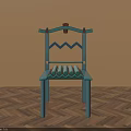 Turquoise Dining Chair With Geometric Backrest And Striped Seat On Wooden Herringbone Floor