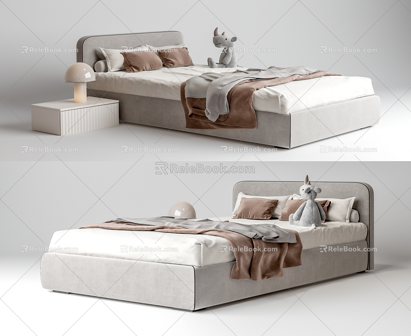 Modern Double Bed Single Bed 3d model