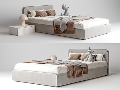 Modern Double Bed Single Bed 3d model