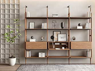 Antique Floor-Standing Bookshelf Decorative Rack Storage Rack 3d model
