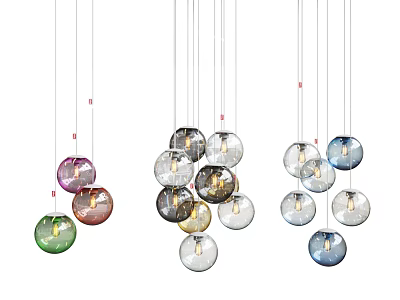 Multicolored Glass Ball Pendant Lights With Modern Hanging Design For Interior Decor 3d model