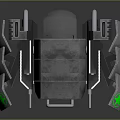 Advanced Mechanical Device With Green Cross Logo Multiple Metallic Gray Modules And Support Structure 3d model