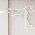 Modern White Chandelier With Streamlined Curved Design And Sleek Hanging Structure 3d model