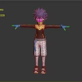 Anime Game Character With Blue Spiky Hair Yellow Black Jacket And Arms Outstretched Pose