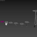 Modern Shower System With Chrome Components On White Display Stand And Dark Background 3d model