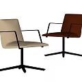 Modern Office Chairs in Beige and Brown with Black Armrests and Star Base Design