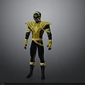 Black And Yellow Armored Superhero Character With Costume Design And Helmet