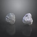 Two Gray Rough Rockery Stones On Dark Background With Reflections 3d model
