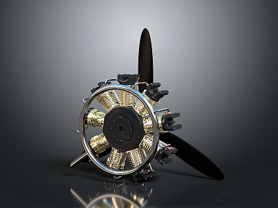 Aerospace Propulsion System 3D Model Featuring Metal Coils and Propeller Blades 3d model