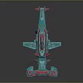 Futuristic Teal And Pink Spaceship Model With Cosmic Exploration Design Features