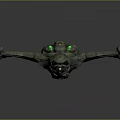 Green Futuristic Spaceship With Detailed Structure For Cosmic Aerospace Exploration Missions