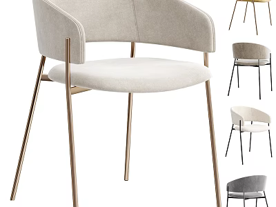 Stylish Upholstered Accent Chair With Metal Legs And Multiple Color Options 3d model