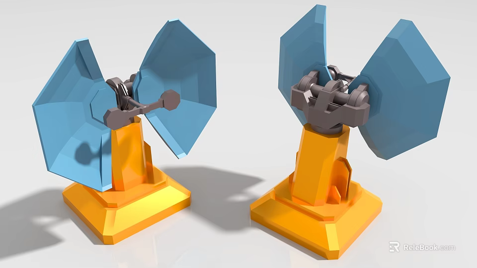 Modern Industrial Equipment With Blue Blades And Yellow Base Mechanical Structure 3d model 