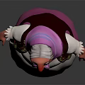 3D Model Game Movie Character Wearing White Dress With Purple Headscarf And Red Eyes