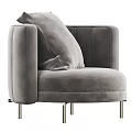 Stylish Gray Velvet Single Sofa with Plush Pillow and Sleek Metal Legs Modern Design