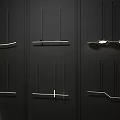 Six Modern Minimalist Chandeliers Featuring Different Designs with Lighting Effects on Black Background 3d model
