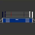 Standard Boxing Ring Structure With Blue Mat Surface Roped Barriers And Side Steps