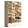 Modern Wardrobe Interior Design With Shoes Boots And Bags Storage Lighting