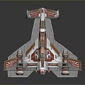 Futuristic Sci Fi Starship Model With Red White Accents And Mechanical Details