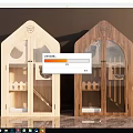 Wooden Pet House With Arch Glass Door And Indoor Stair Platform Design