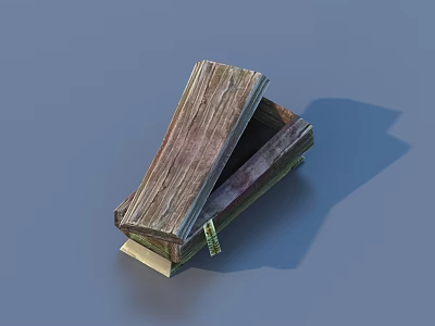 Vintage Wooden Storage Box With Open Lid And Natural Wood Grain For Household Organizing 3d model