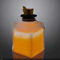 Decorative Glass Bottle With Orange Liquid Wooden Cork And Glowing Effect
