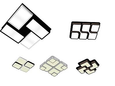 Modern Geometric Ceiling Lights Featuring Multiple Square Panel Design Styles 3d model