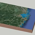 3D Geographic Terrain Wall Decor With Green Land And Blue Water Areas