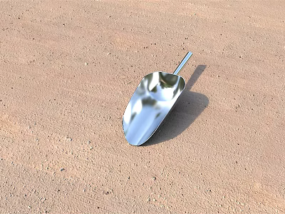 Sturdy Reflective Metal Shovel As Essential Hardware Tool On Sandy Ground 3d model