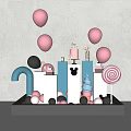 Modern Meichen Display Window Balloon Decoration Display Area Exhibition Point 3d model