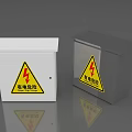 White And Silver Electrical Distribution Boxes Featuring Lightning Hazard Warning Signs
