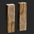 Two Natural Stone Wood Pillars Featuring Rustic Texture And Solid Build Design