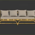 Yellow Rattan Sofa With Four Light Colored Cushions Modern Natural Design