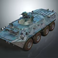 Armored Military Vehicle With Camouflage Paint Turret And Six Wheel Design