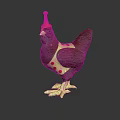 Purple Hen Toy Wearing Pink Hat And Yellow Apron With Red Polka Dots