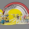 Minions Themed Photo Spot With Yellow Backdrop Bello And Family Signage