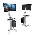 Sturdy Iron Art Mobile Workstation With Monitor Stand Keyboard Tray And Wheels