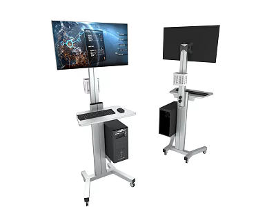Sturdy Iron Art Mobile Workstation With Monitor Stand Keyboard Tray And Wheels 3d model