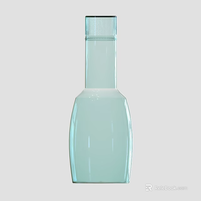Elegant Transparent Glass Perfume Bottle With Light Blue Refined Shape For Premium Cosmetics 3d model 