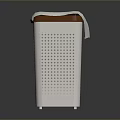 White Perforated Trash Can With Lid For Home Use Equipment Design