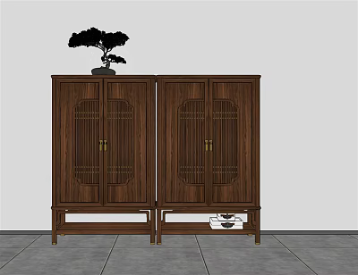 New Chinese Style Side Cabinet Classical Redwood Side Cabinet Decorative Cabinet 3d model