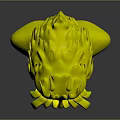 Fierce Character Head Model With Red Skin Black Spiky Hair And White Eyes