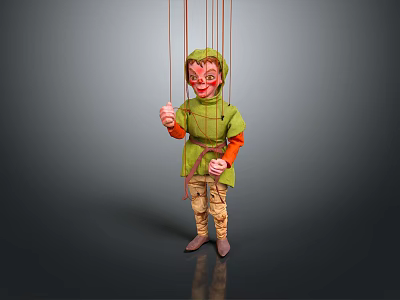 Game Movie Character Marionette With Green Outfit Orange Sleeves And Khaki Pants 3d model