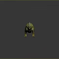 Realistic Green Yellow Dinosaur Model With Spiked Armored Skin On Gray Gradient Background With Reflection