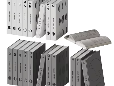 Stylish Stacked Books With Circular Patterns And Modern Design Elements 3d model