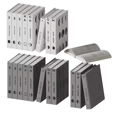 Stylish Stacked Books With Circular Patterns And Modern Design Elements 3d model